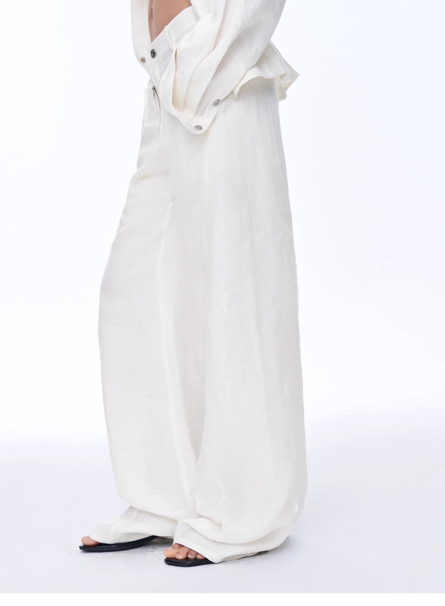 Fireladyfur Women's Stand - up Silhouette Double Waist Linen Trousers"Berlin Street" - variant_title
