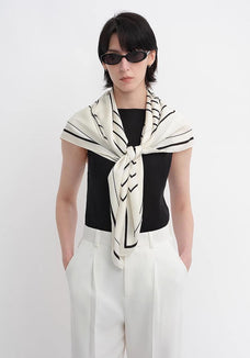 Fireladyfur Women's Stretch Silk Scarf with Original Geometric Print - variant_title