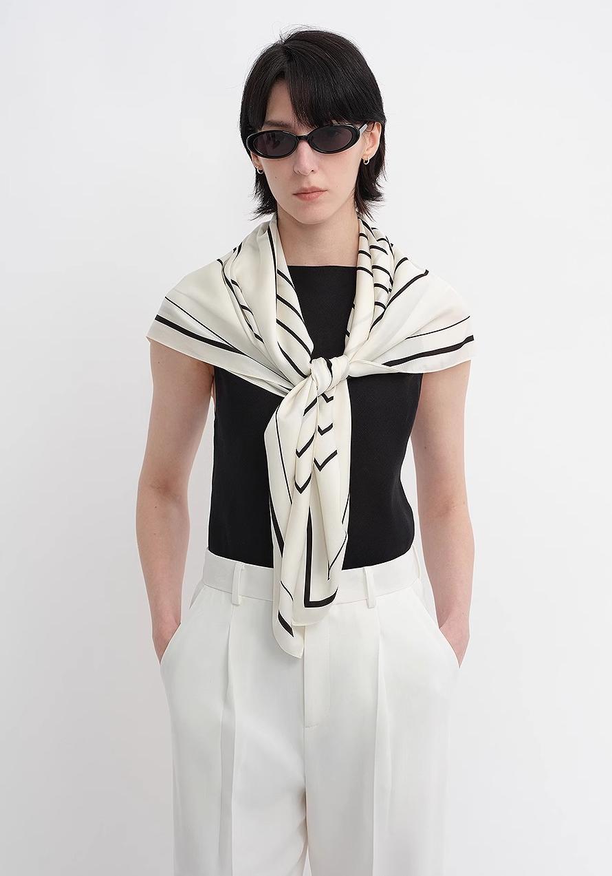 Fireladyfur Women's Stretch Silk Scarf with Original Geometric Print - variant_title