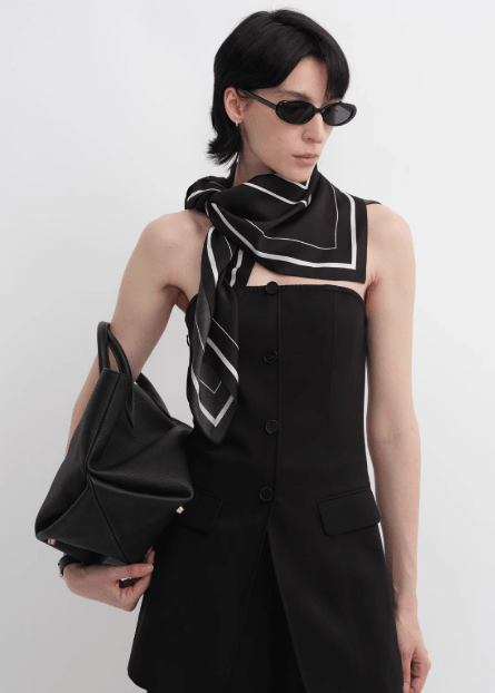 Fireladyfur Women's Stretch Silk Scarf with Original Geometric Print - variant_title