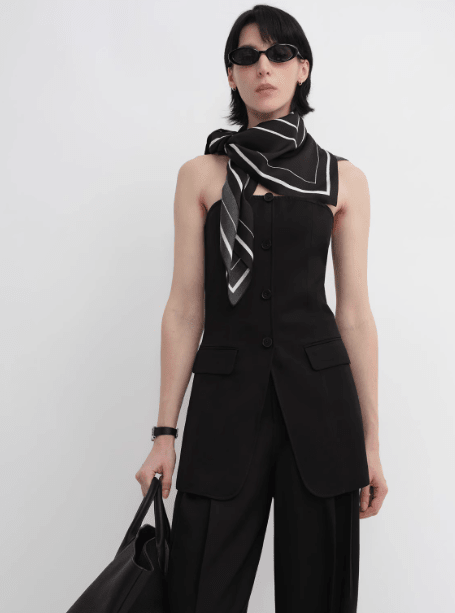 Fireladyfur Women's Stretch Silk Scarf with Original Geometric Print - variant_title