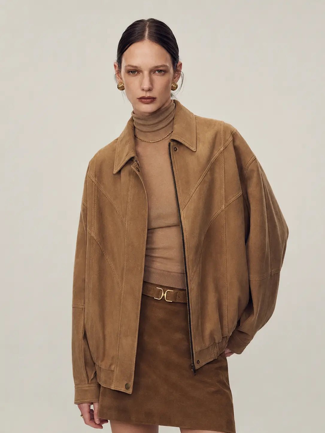 Fireladyfur Women's Suede Top - Grain Sheepskin Leather JacketFirelady Fur