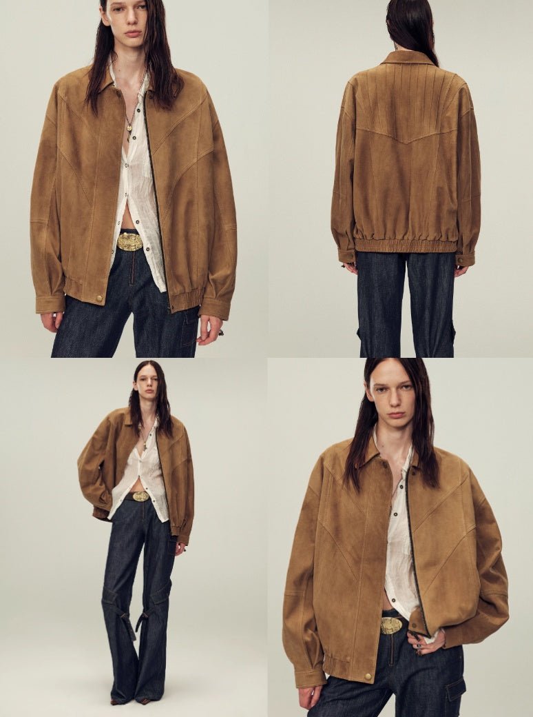 Fireladyfur Women's Suede Top - Grain Sheepskin Leather Jacket - variant_title