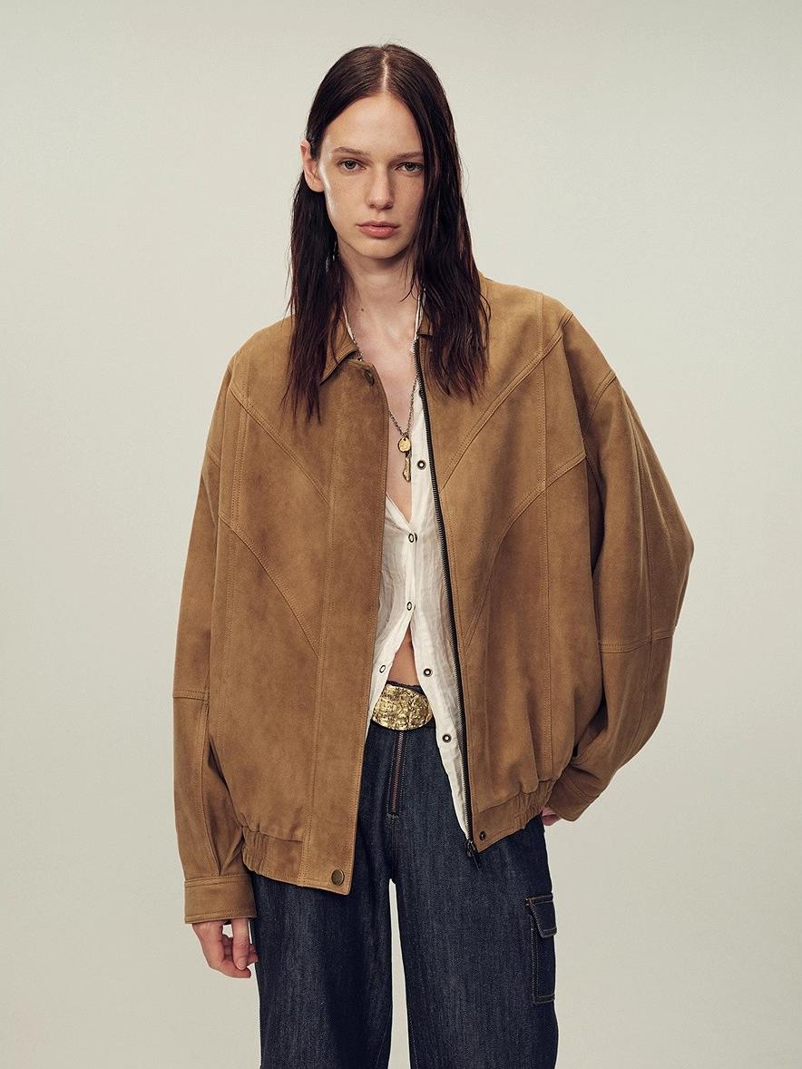 Fireladyfur Women's Suede Top - Grain Sheepskin Leather Jacket - variant_title