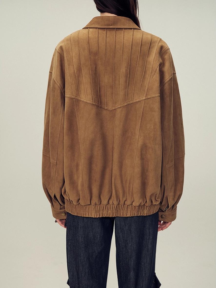 Fireladyfur Women's Suede Top - Grain Sheepskin Leather Jacket - variant_title