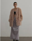 Fireladyfur Women's Tuscan Sheepskin Winter Coat“Peach Oolong”