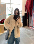 Fireladyfur Women's Tuscan Sheepskin Winter Coat“Peach Oolong” - variant_title