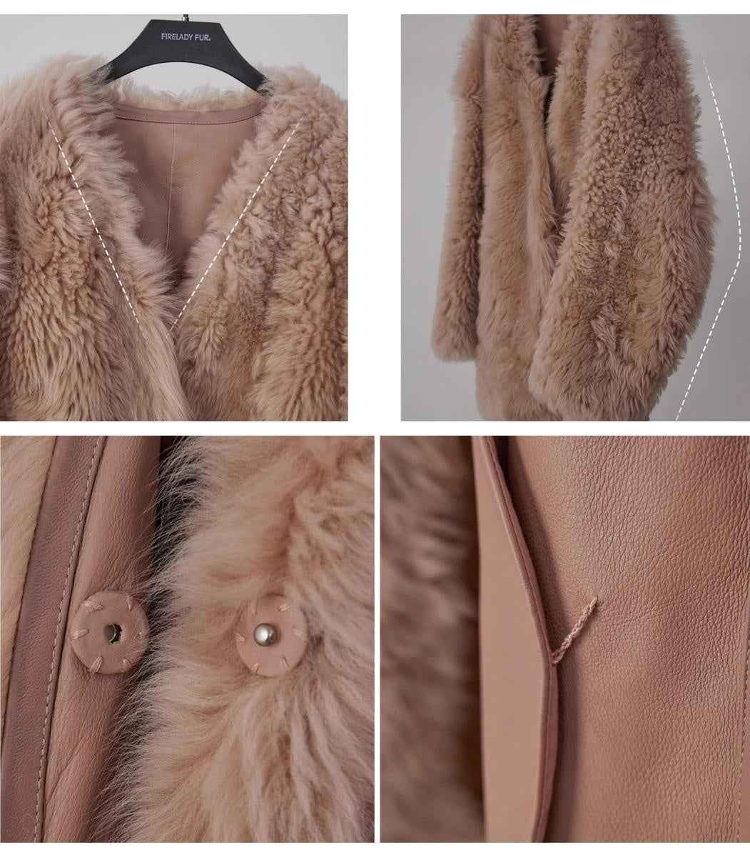 Fireladyfur Women's Tuscan Sheepskin Winter Coat“Peach Oolong” - variant_title