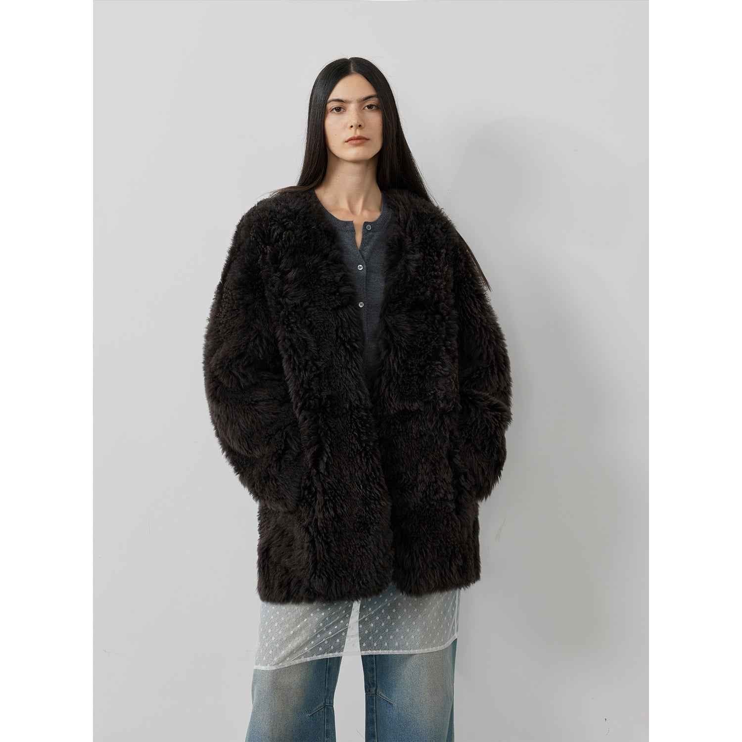 Fireladyfur Women's Tuscan Sheepskin Winter Coat“Peach Oolong” - variant_title