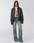 Fireladyfur Women's Two - Way Genuine Leather Jacket with Removable Sleeves"Barn Feelings" - variant_title