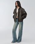 Fireladyfur Women's Two - Way Genuine Leather Jacket with Removable Sleeves"Barn Feelings"
