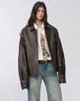 Fireladyfur Women's Two - Way Genuine Leather Jacket with Removable Sleeves"Barn Feelings" - variant_title