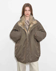 Fireladyfur Women's Warm Winter Down Jacket with a Fluffy Fox Fur Collar“Travel Notes” - variant_title