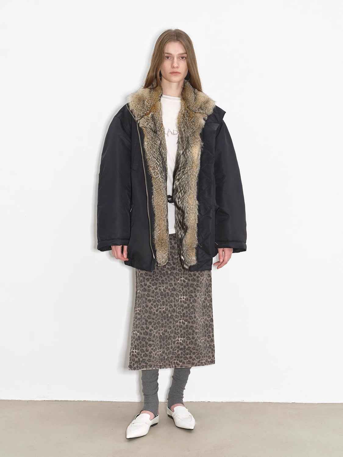 Fireladyfur Women's Warm Winter Down Jacket with a Fluffy Fox Fur Collar“Travel Notes” - variant_title