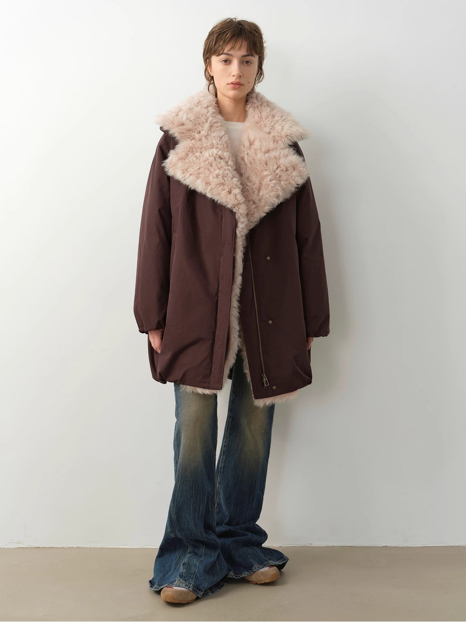 Fireladyfur Women's Winter Goose Down Coat with Tuscan wool"Modern Introduction" - variant_title