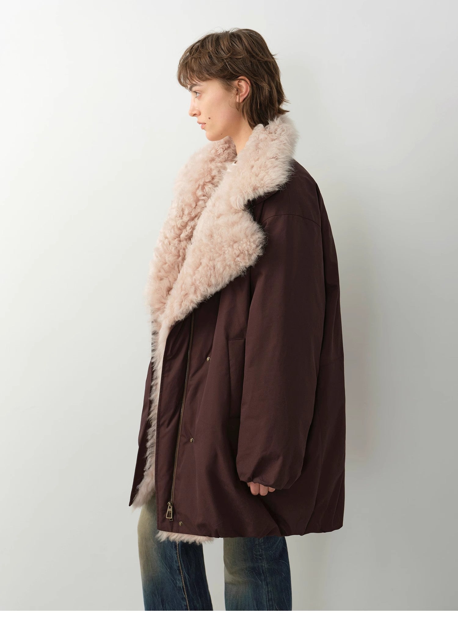 Fireladyfur Women's Winter Goose Down Coat with Tuscan wool"Modern Introduction" - variant_title