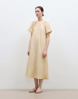 "First Love Island" Cotton Stand Collar Pleated Short Sleeve Shirt Dress for Women - variant_title