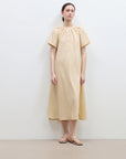 "First Love Island" Cotton Stand Collar Pleated Short Sleeve Shirt Dress for Women - variant_title