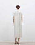 "First Love Island" Cotton Stand Collar Pleated Short Sleeve Shirt Dress for Women - variant_title