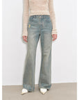 "Flare Mark" Retro all - season slim - fit versatile floor - length washed flared jeans - variant_title
