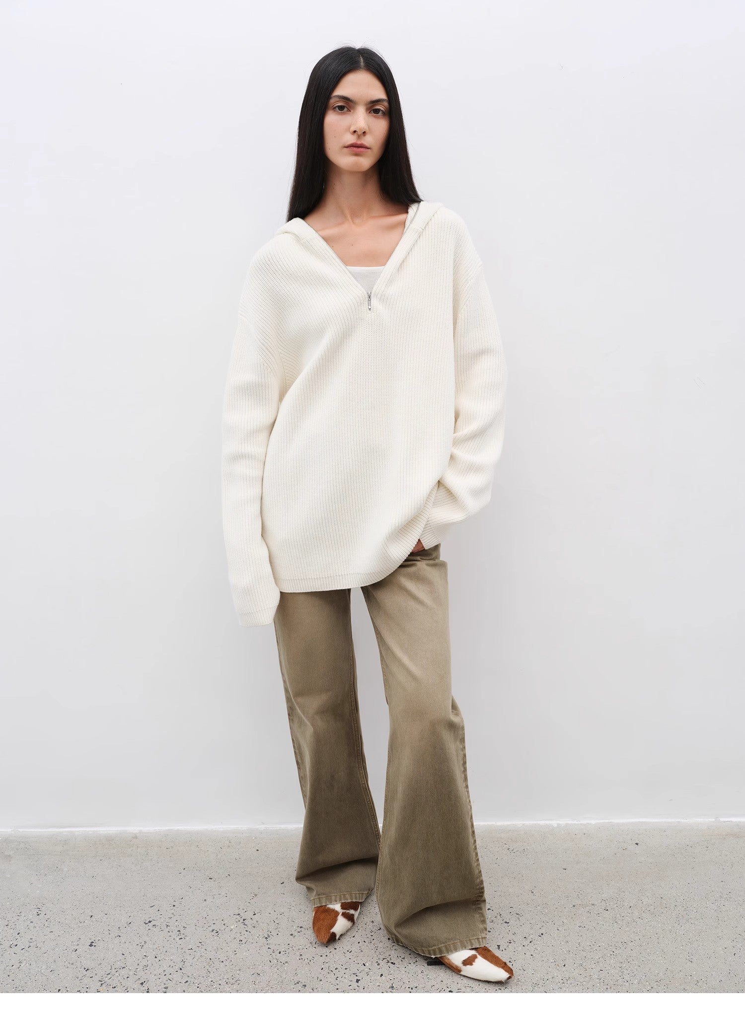 "Flare Mark" Retro all - season slim - fit versatile floor - length washed flared jeans - variant_title