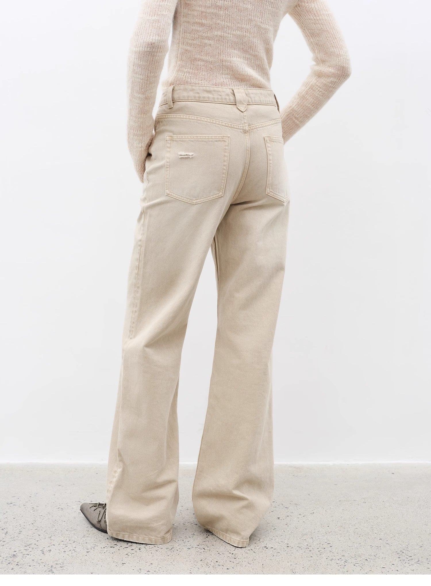 "Flare Mark" Retro all - season slim - fit versatile floor - length washed flared jeans - variant_title