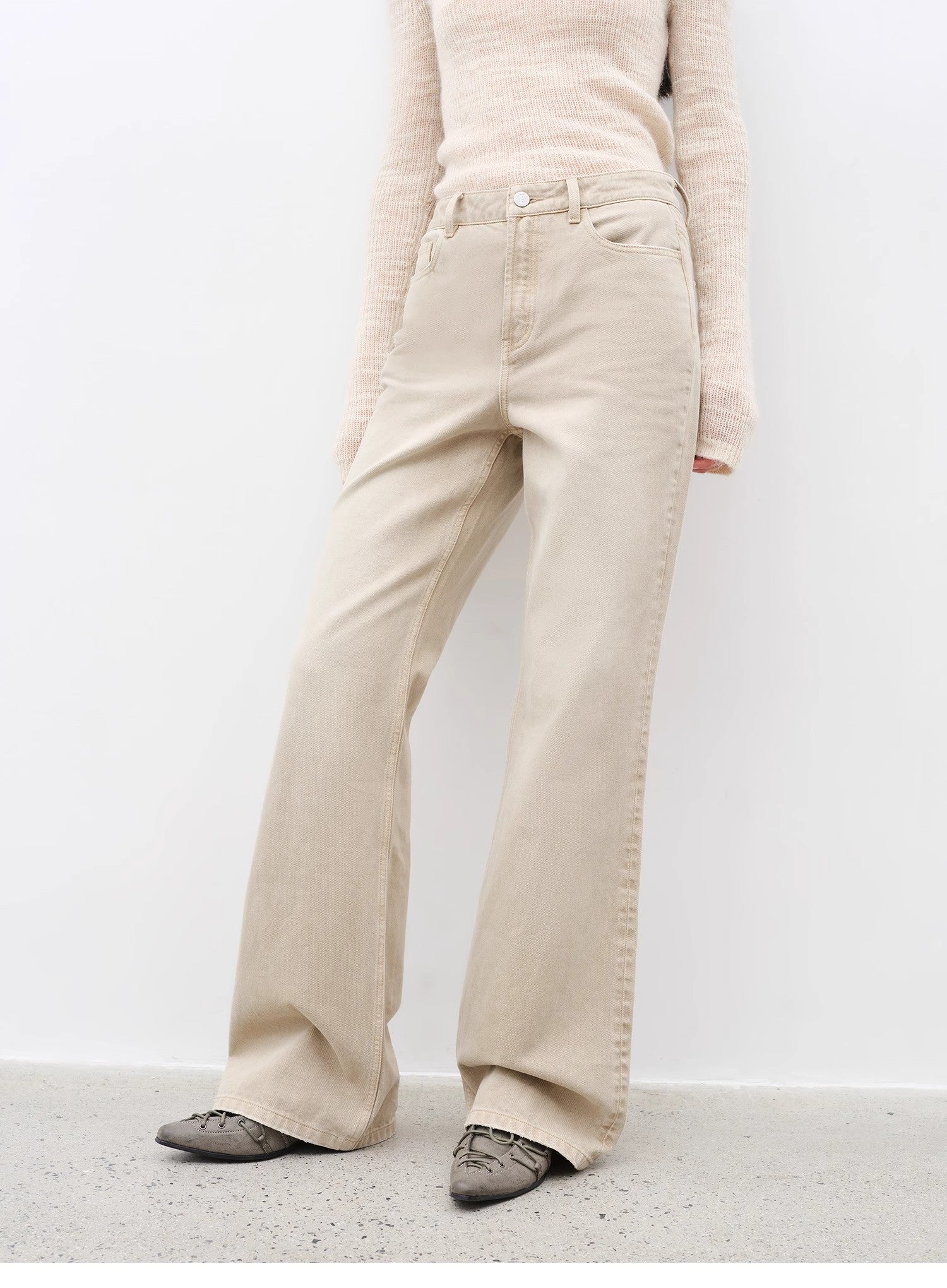 "Flare Mark" Retro all - season slim - fit versatile floor - length washed flared jeans - variant_title