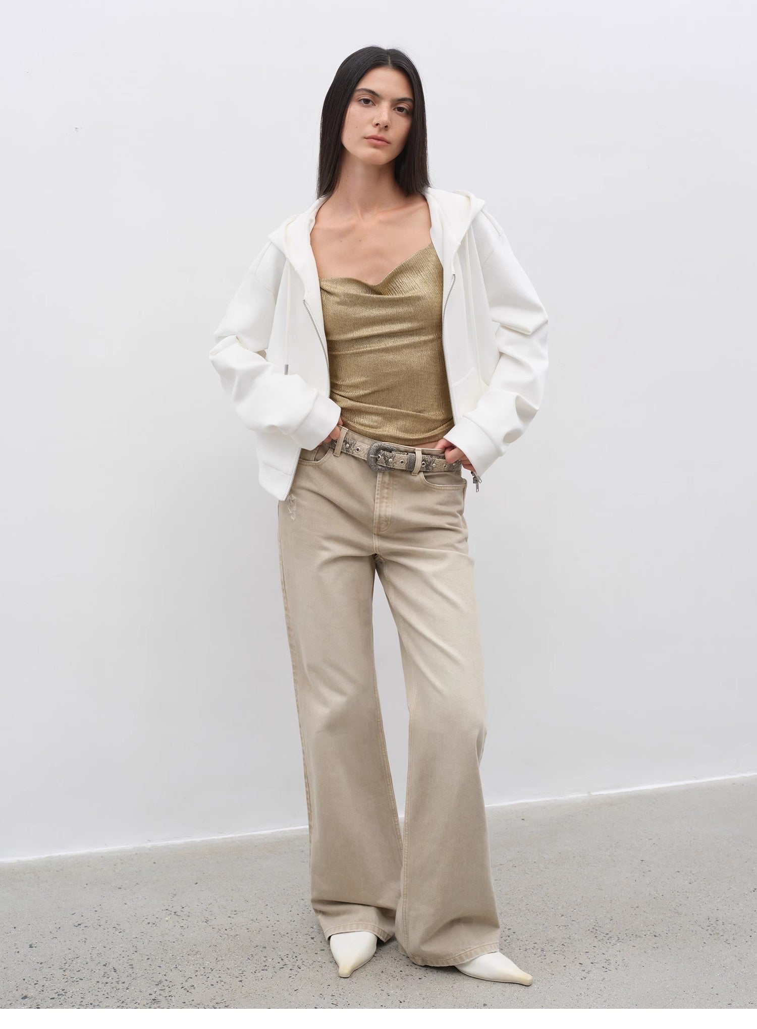 "Flare Mark" Retro all - season slim - fit versatile floor - length washed flared jeans - variant_title