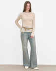 "Flare Mark" Retro all - season slim - fit versatile floor - length washed flared jeans - variant_title