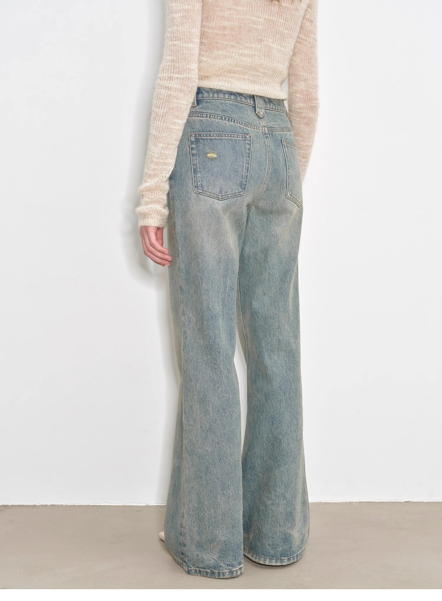 "Flare Mark" Retro all - season slim - fit versatile floor - length washed flared jeans - variant_title
