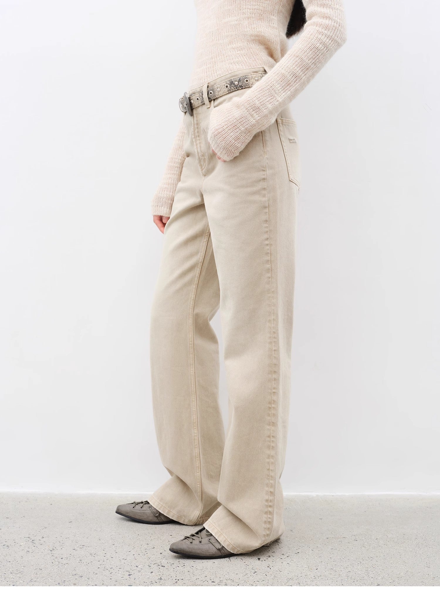 "Flare Mark" Retro all - season slim - fit versatile floor - length washed flared jeans - variant_title