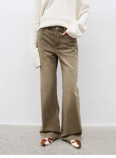 "Flare Mark" Retro all - season slim - fit versatile floor - length washed flared jeans - variant_title