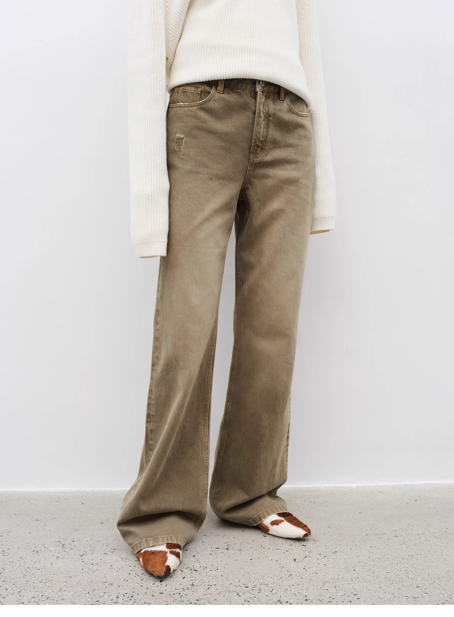 "Flare Mark" Retro all - season slim - fit versatile floor - length washed flared jeans - variant_title