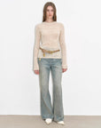 "Flare Mark" Retro all - season slim - fit versatile floor - length washed flared jeans - variant_title