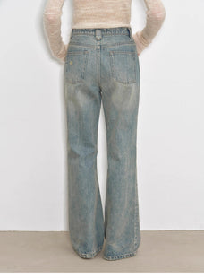 "Flare Mark" Retro all - season slim - fit versatile floor - length washed flared jeans - variant_title