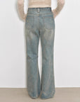 "Flare Mark" Retro all - season slim - fit versatile floor - length washed flared jeans - variant_title