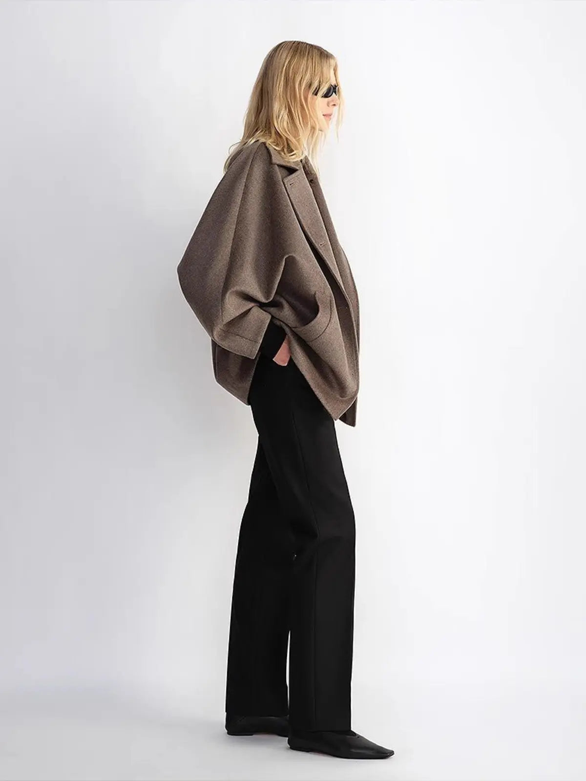 Fleeting Memories cashmere wool short coat with bat sleeves product image 11