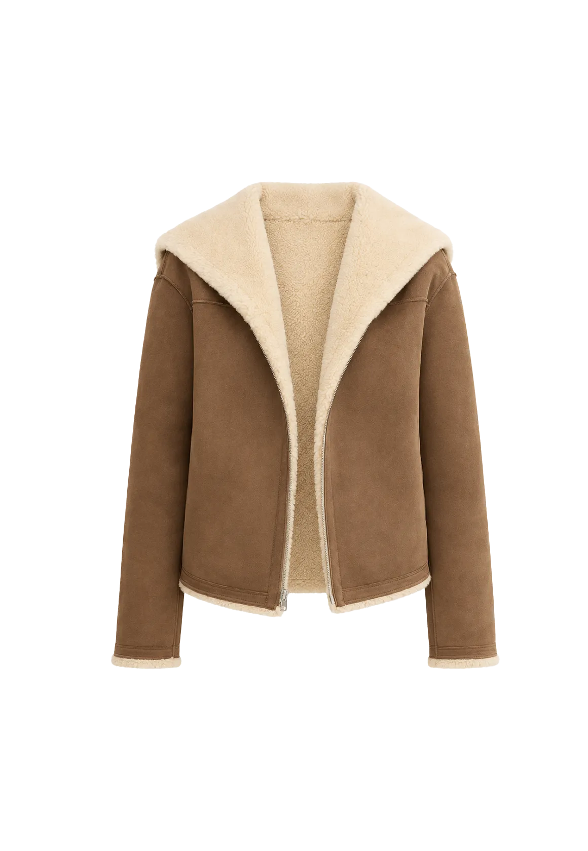 Floating Dune reversible faux suede shearling jacket with wool collar product image 01
