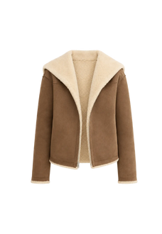 Floating Dune reversible faux suede shearling jacket with wool collar product image 01