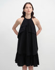 "Floating Island Manor" small stand - up collar design asymmetrical halter dress - variant_title