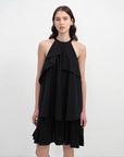 "Floating Island Manor" small stand - up collar design asymmetrical halter dress - variant_title