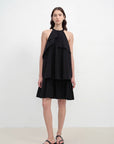 "Floating Island Manor" small stand - up collar design asymmetrical halter dress - variant_title
