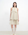 "Floating Island Manor" small stand - up collar design asymmetrical halter dress - variant_title