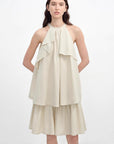 "Floating Island Manor" small stand - up collar design asymmetrical halter dress - variant_title