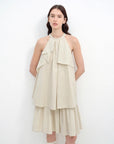 "Floating Island Manor" small stand - up collar design asymmetrical halter dress - variant_title