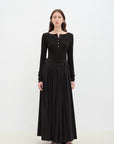 "Floating Lights on the Sea" Adjustable Waist Pleated Straight Skirt - variant_title