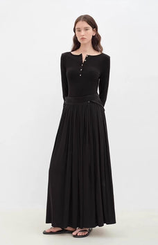 "Floating Lights on the Sea" Adjustable Waist Pleated Straight Skirt - variant_title