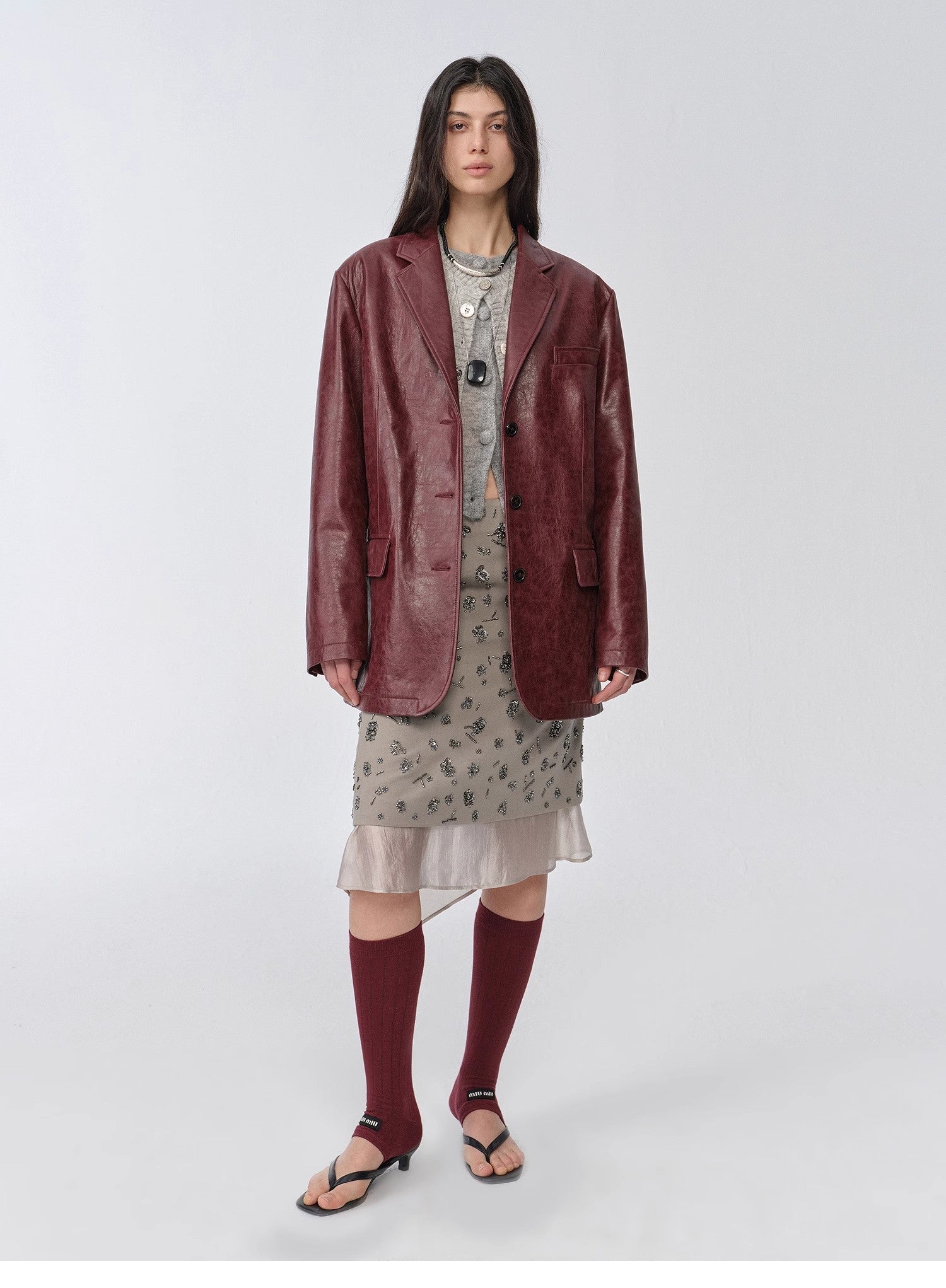 "Flowers and Her" irregular hand - embroidered sequin skirt - variant_title