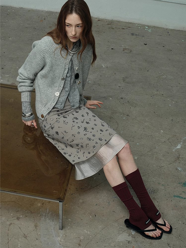 "Flowers and Her" irregular hand - embroidered sequin skirt - variant_title
