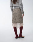 "Flowers and Her" irregular hand - embroidered sequin skirt - variant_title